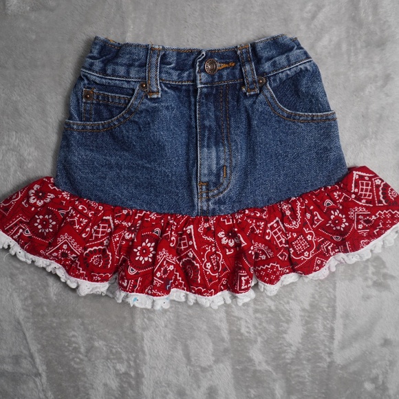 KIDDIE KORRAL 🐴 Toddler Girl Cowgirl Red Bandana & Denim Outfit 4T - Picture 1 of 9